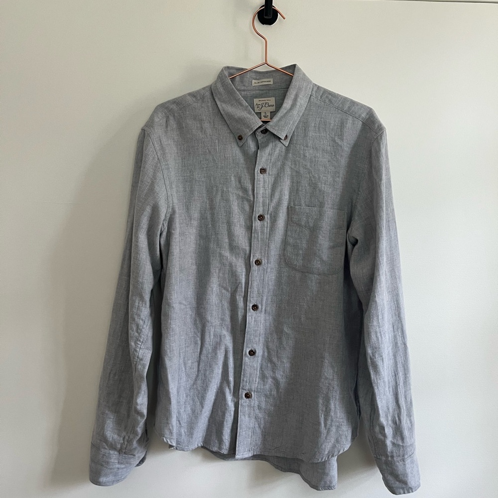 J. Crew Light Gray light flannel Casual Button-Down Shirt